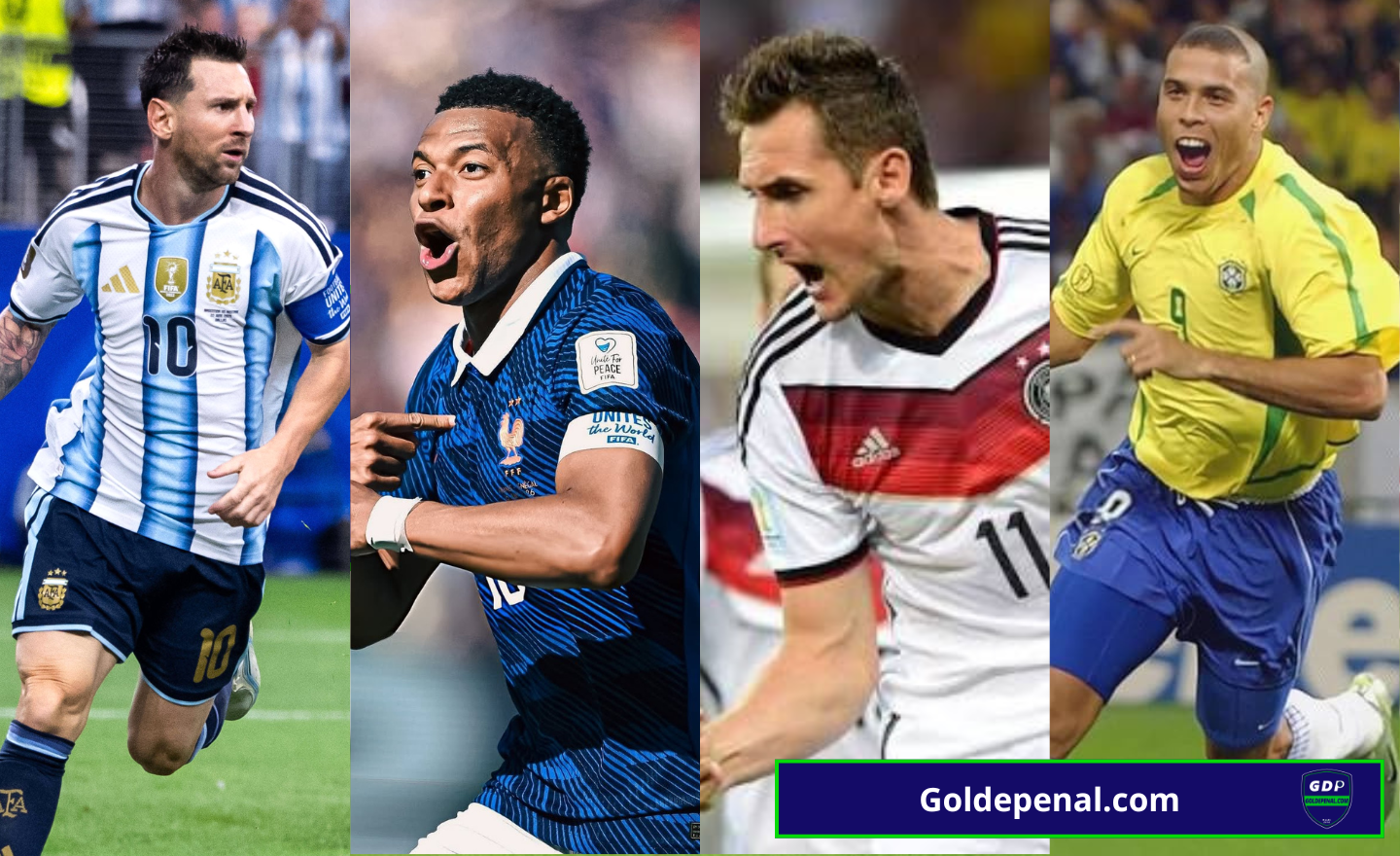 Goleadores históricos del Mundial FIFA - Messi - Mbappé - Klose - Ronaldo - Goldepenal